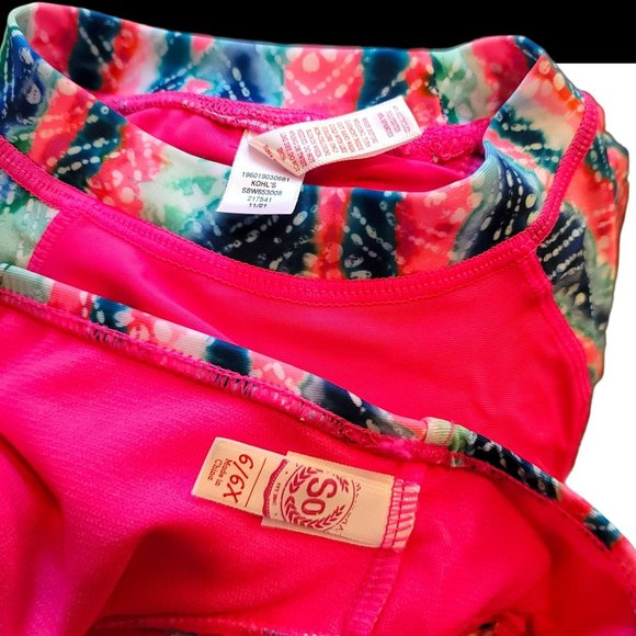 BEACH VIBES Swim Bikini and Rashguard Top Pink Tie Dye Girls 4/5 JJ1963 - Picture 6 of 12